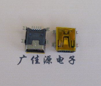 洛阳MINI USB 5P 接口 母座 全贴带麦拉 高9.6带0.9柱子