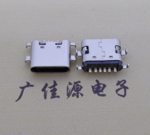 洛阳简易充电type c6P母座沉板1.6mm接口
